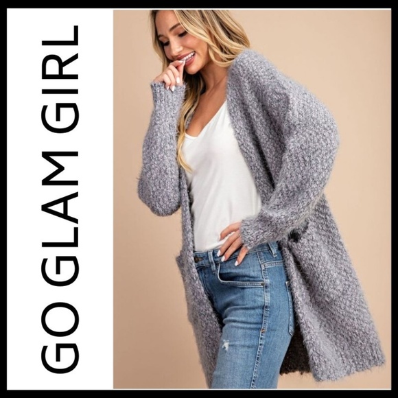 NWT Super Soft Popcorn Knit Heather Gray Cardigan - Picture 2 of 5